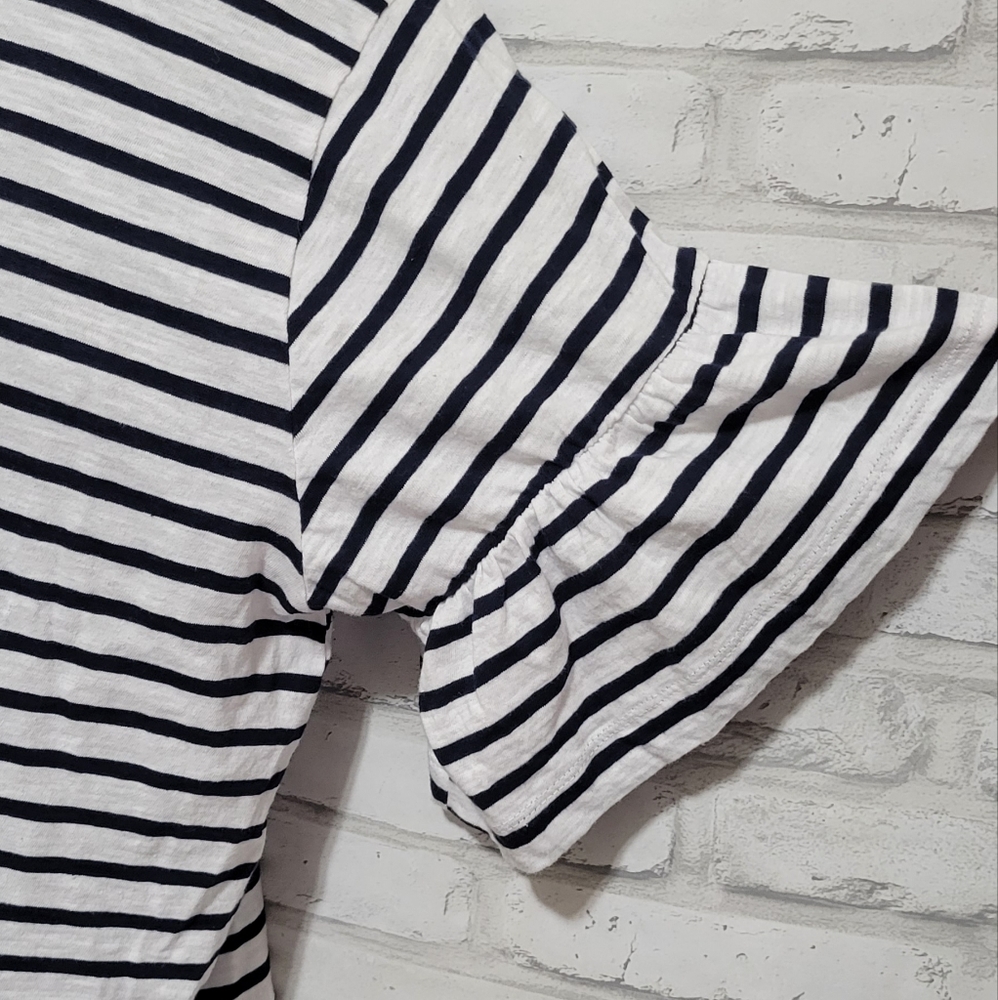 Zara Basic Striped Black White Ruffle Sleeve Top - image 2